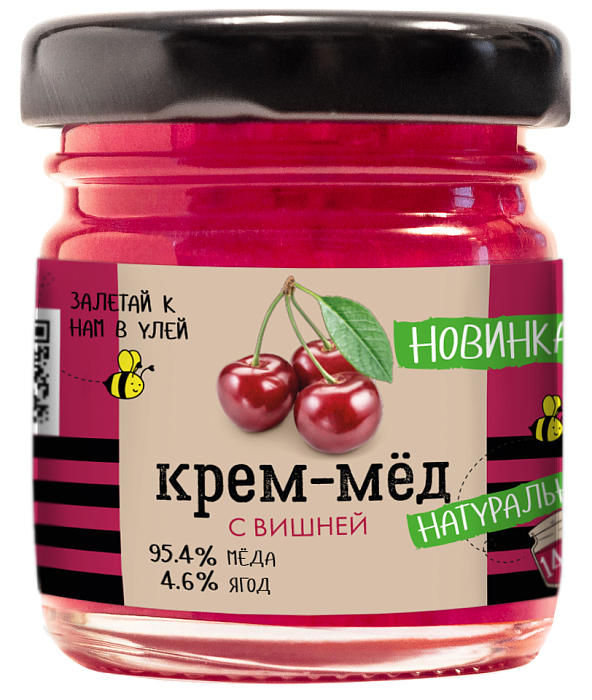 Creamed honey with cherries