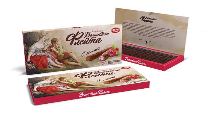 Sweets "Magic flute" with raspberries